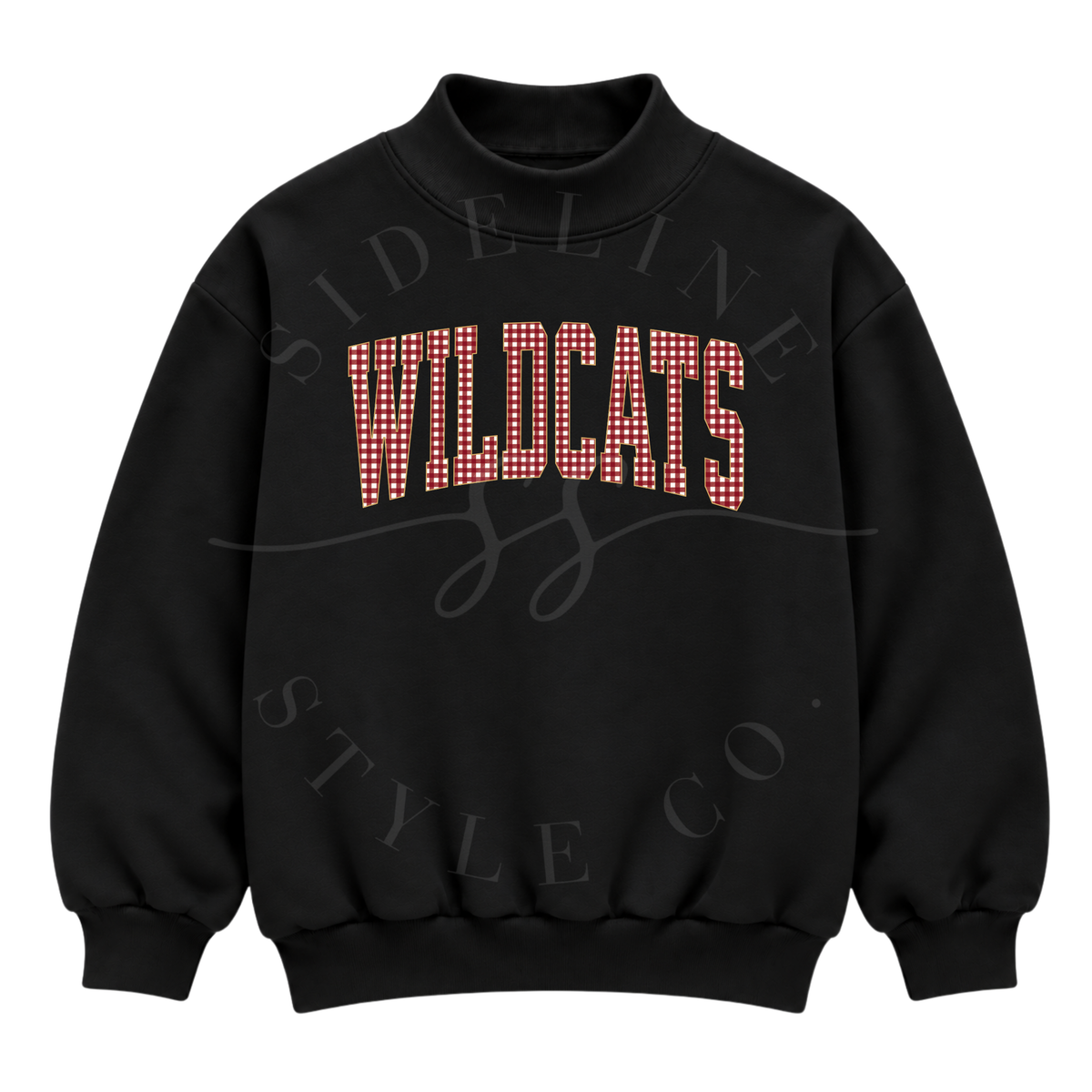 NS WILDCATS Gingham Mock Neck