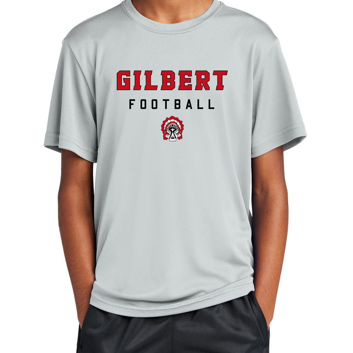 Gilbert Indians Football Simple Performance Tee - Chief Logo (Multiple Colors)