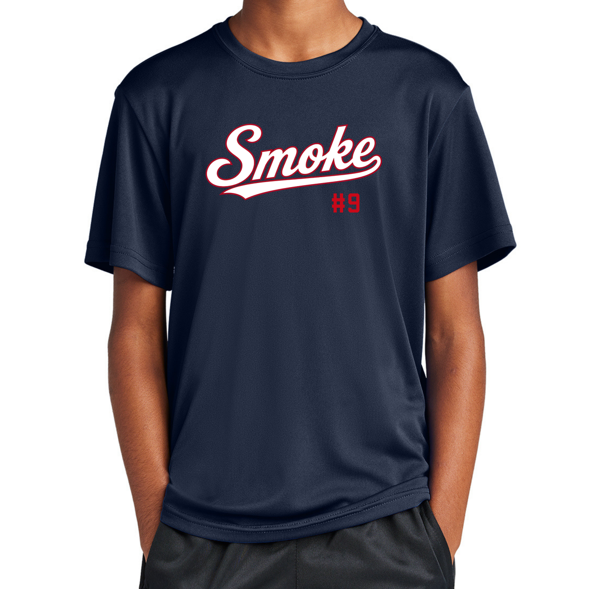 Smoke Script Performance Tee with Player Number