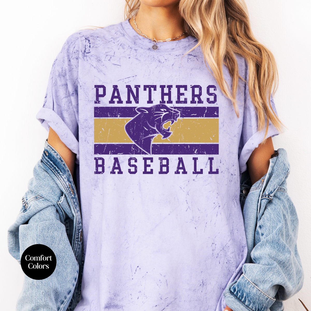 Distressed Panthers Baseball Colorblast Tee