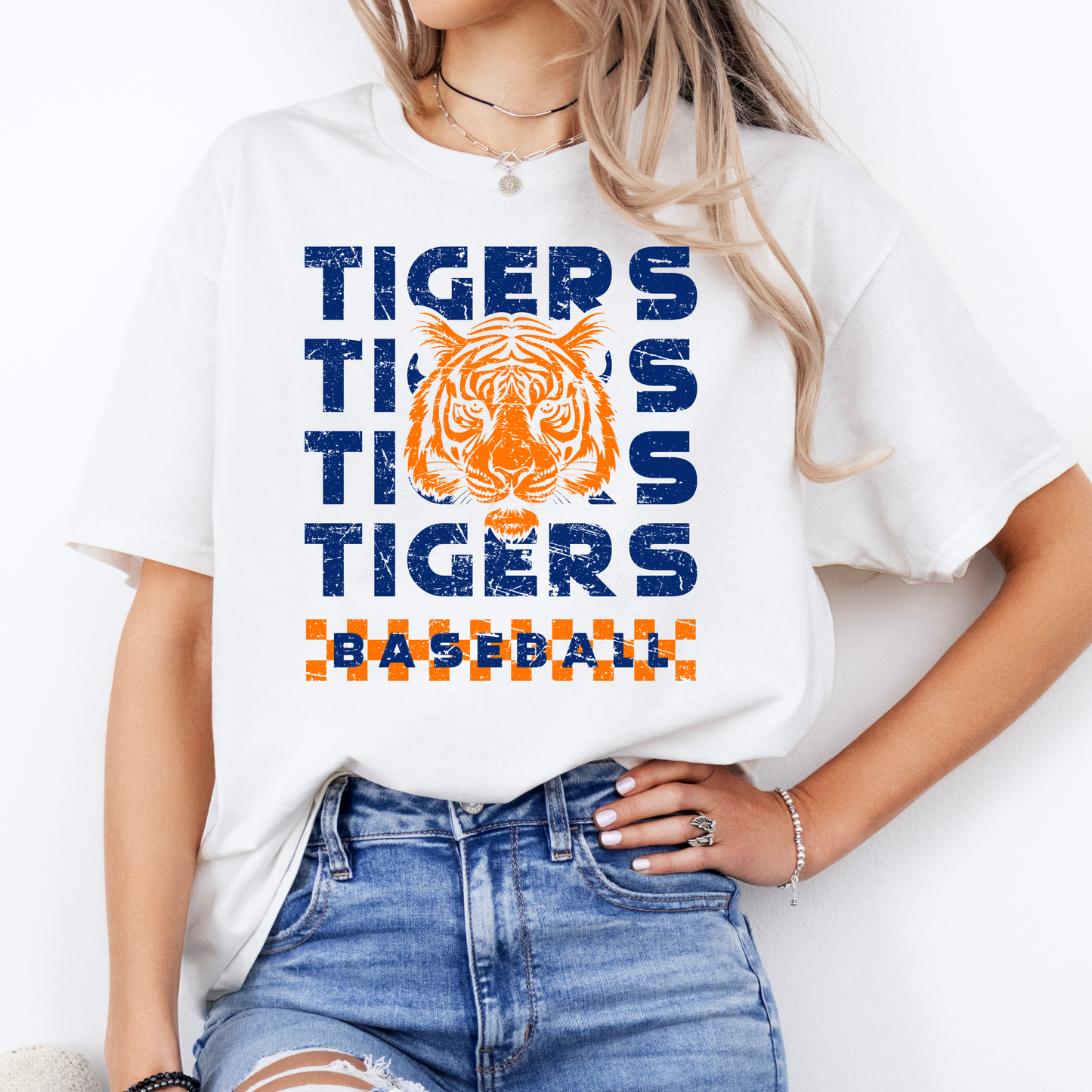 Tigers Baseball Checker Tee