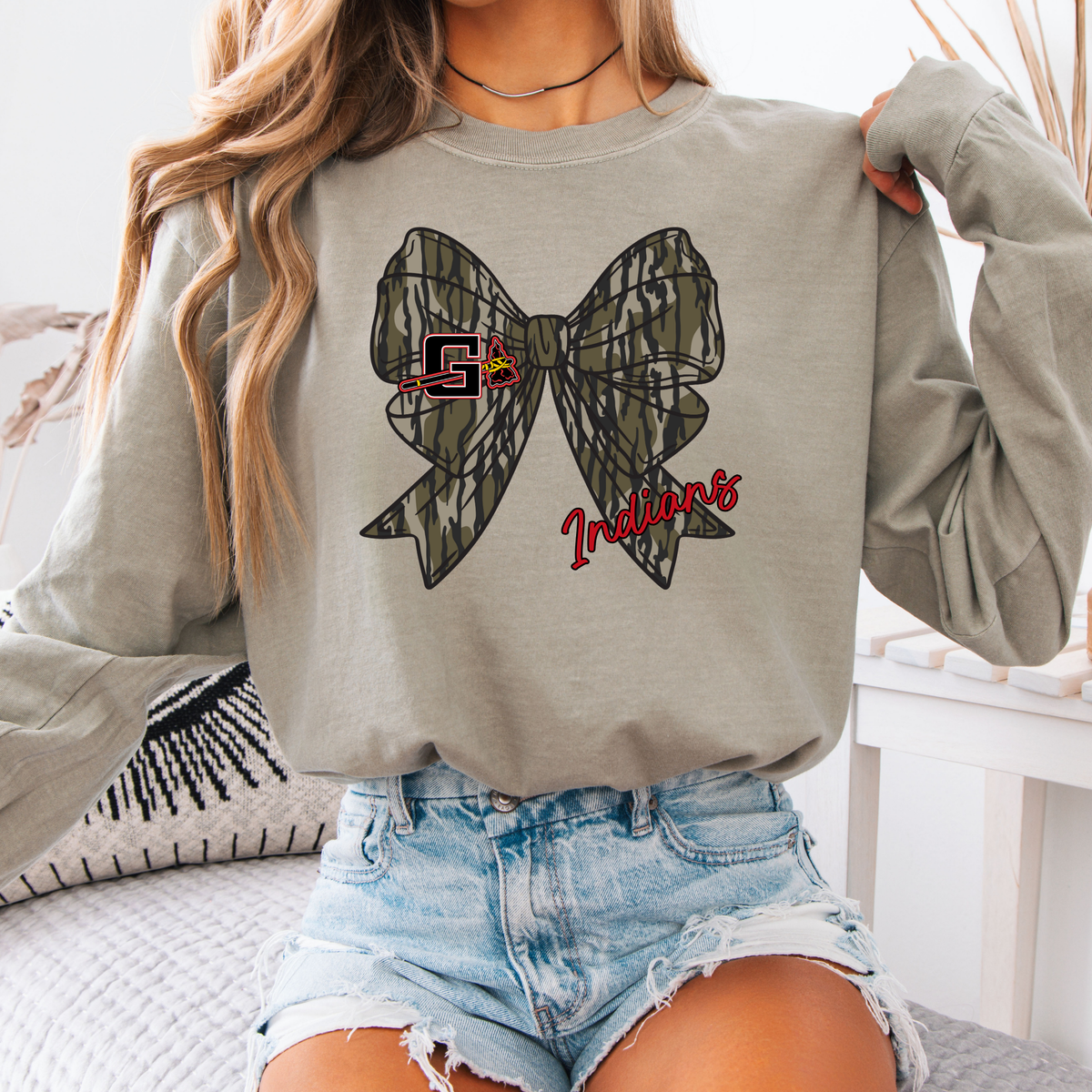 Indians Camo Bow Tee (Multiple Styles)