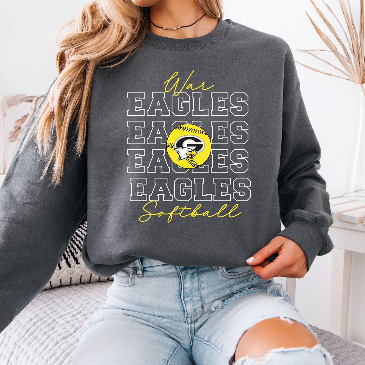 Gray SOFTBALL Repeat Sweatshirt (Multiple Colors) Copy