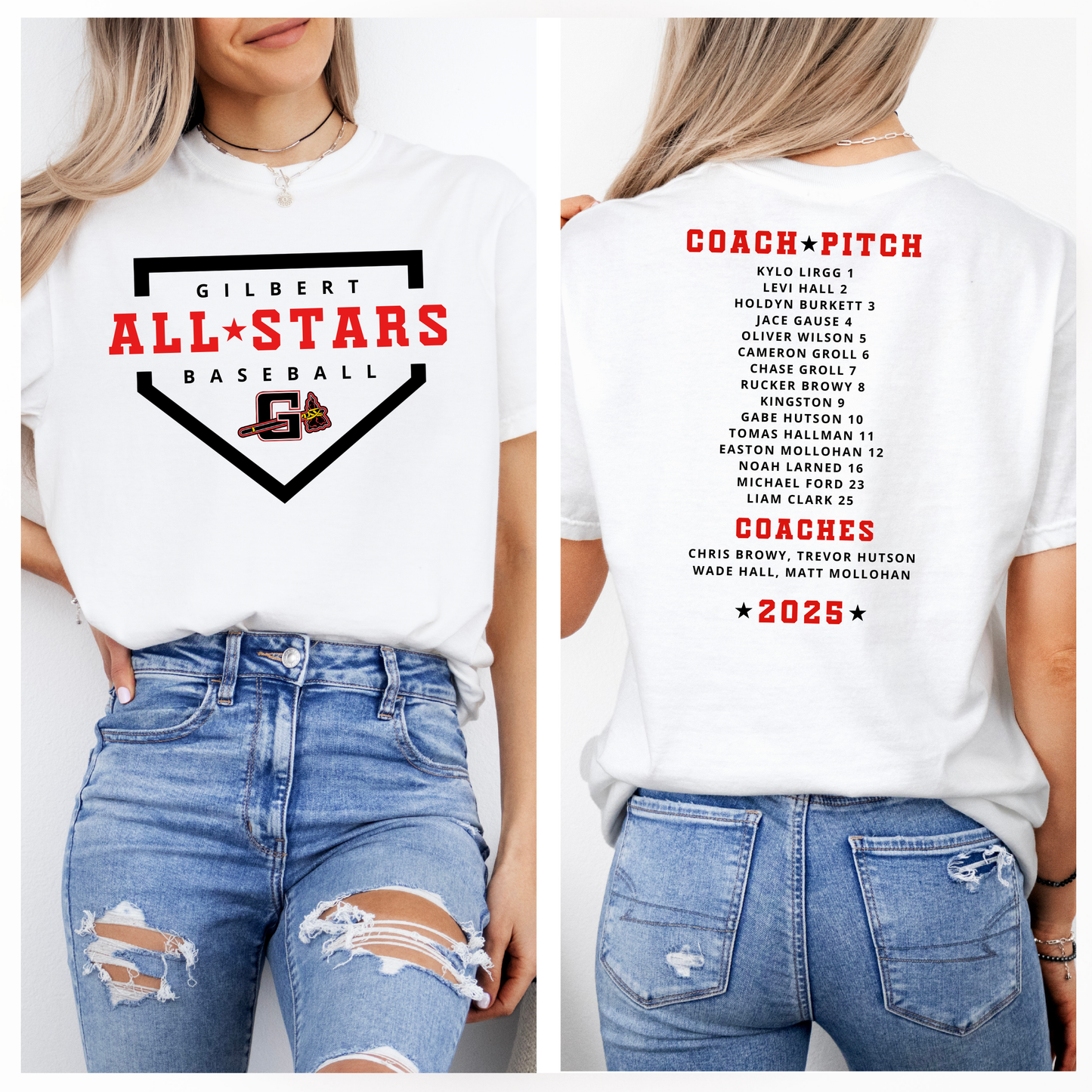 Gilbert All-Star Roster Baseball Plate Comfort Colors Tee (Adult & Youth Sizes)