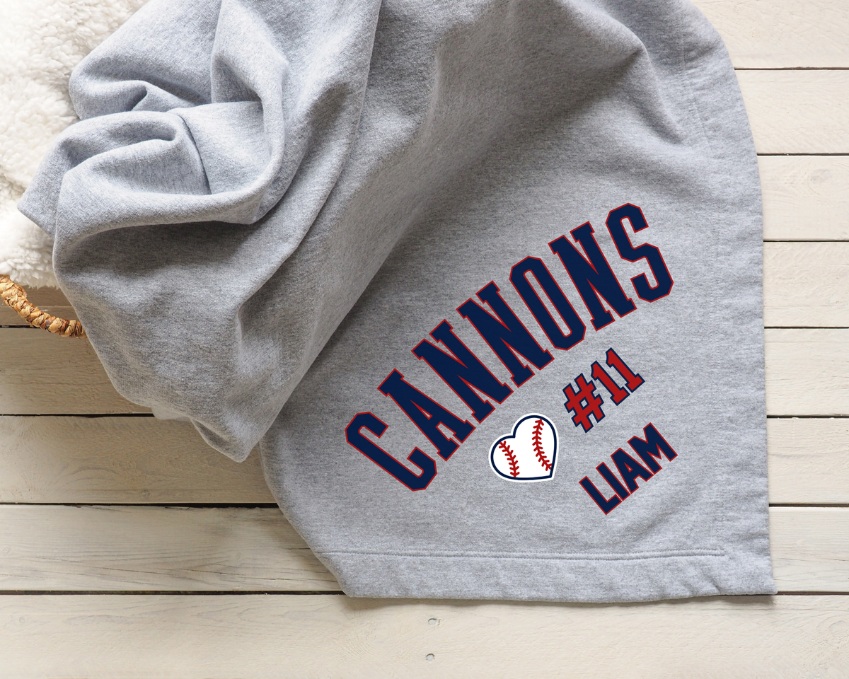 Camden Cannons Heart Blanket with Player Name & Number