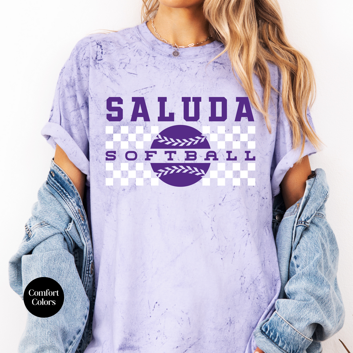 Checkered Saluda Softball Colorblast Tee