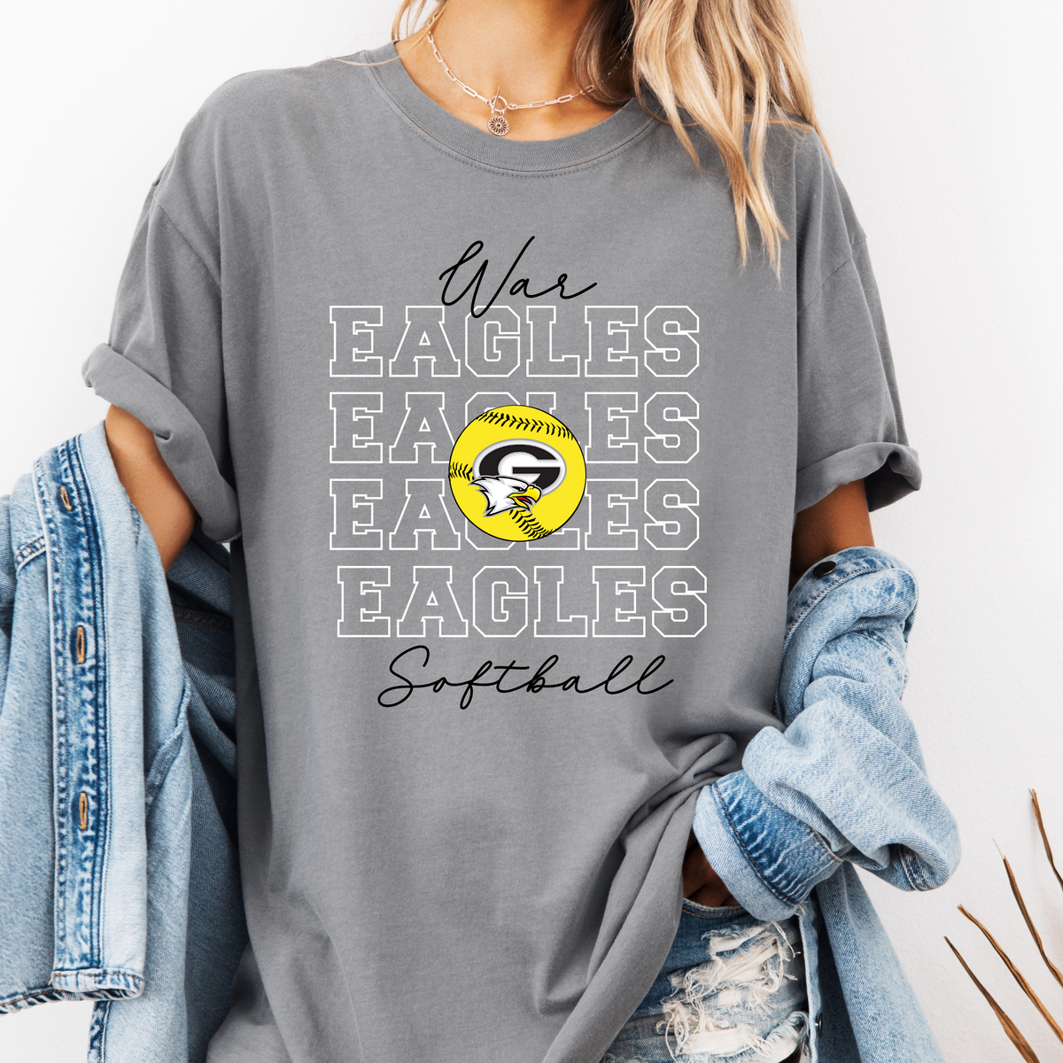 Gray SOFTBALL Repeat Tee (Multiple Colors) Copy