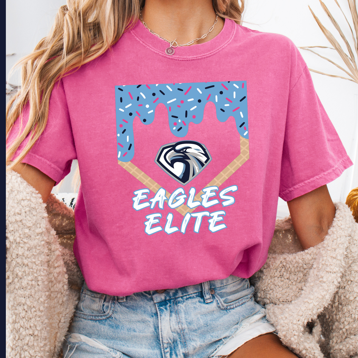Custom PINK Eagles Elite Drip Tee - FRONT ONLY