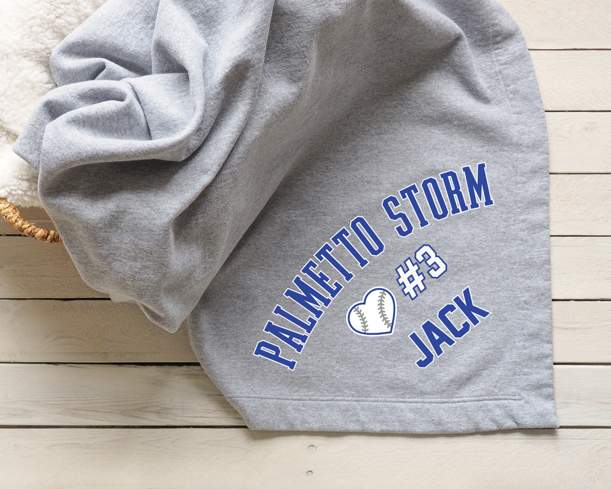 Palmetto Storm Heart Blanket with Player Name & Number - Cloud