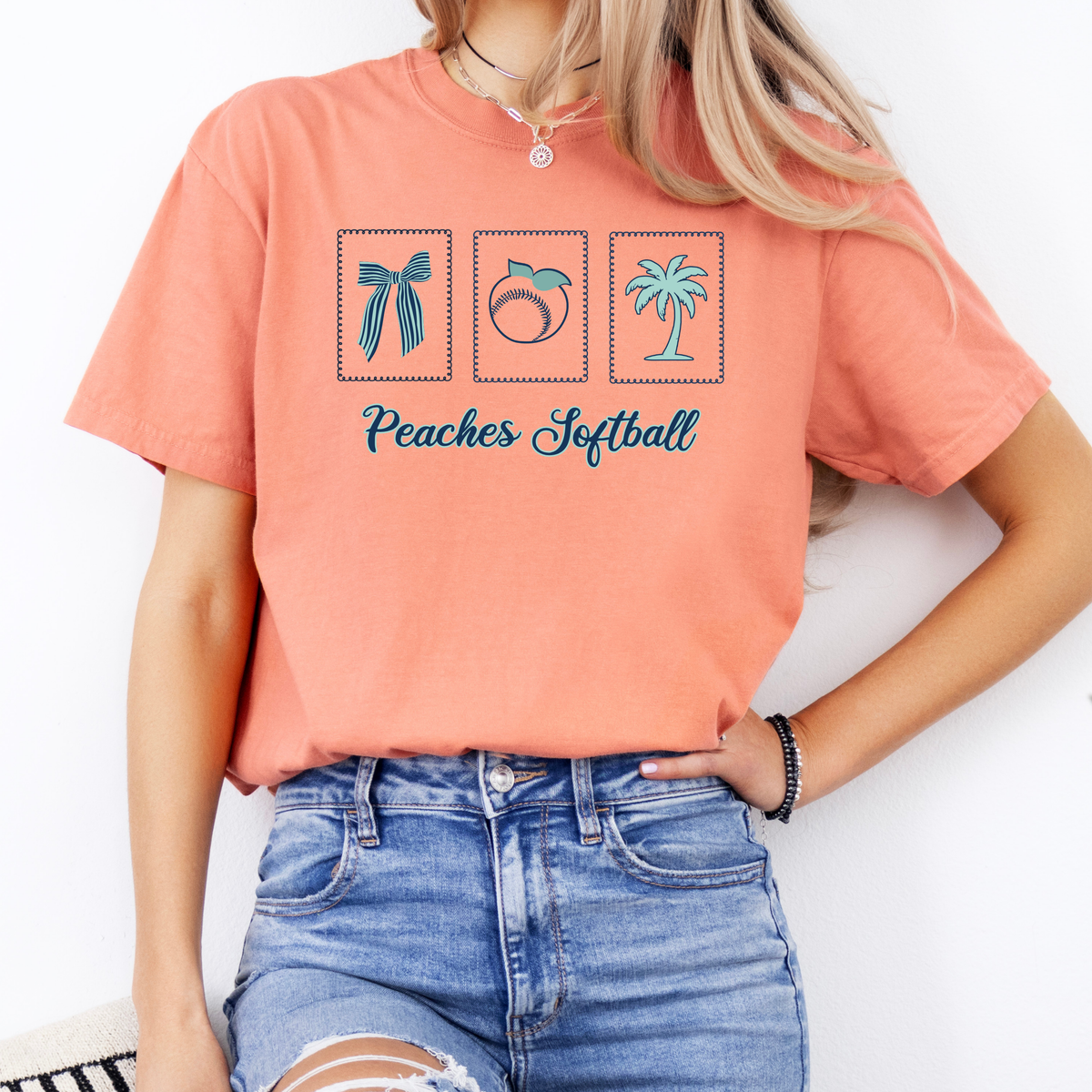 Peaches Retro Stamp Tee