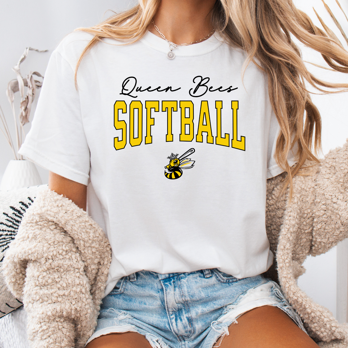 Queen Bees Softball Classic Logo Tee (Multiple Colors)