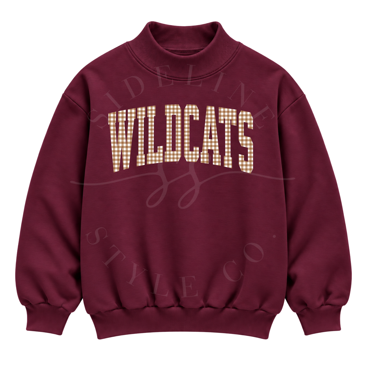NS WILDCATS Gingham Mock Neck