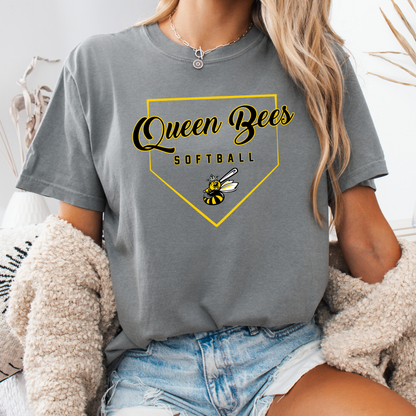 Queen Bees Softball Plate Tee (Multiple Colors)