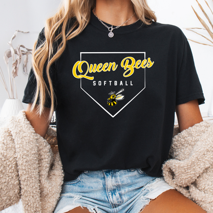 Queen Bees Softball Plate Tee (Multiple Colors)