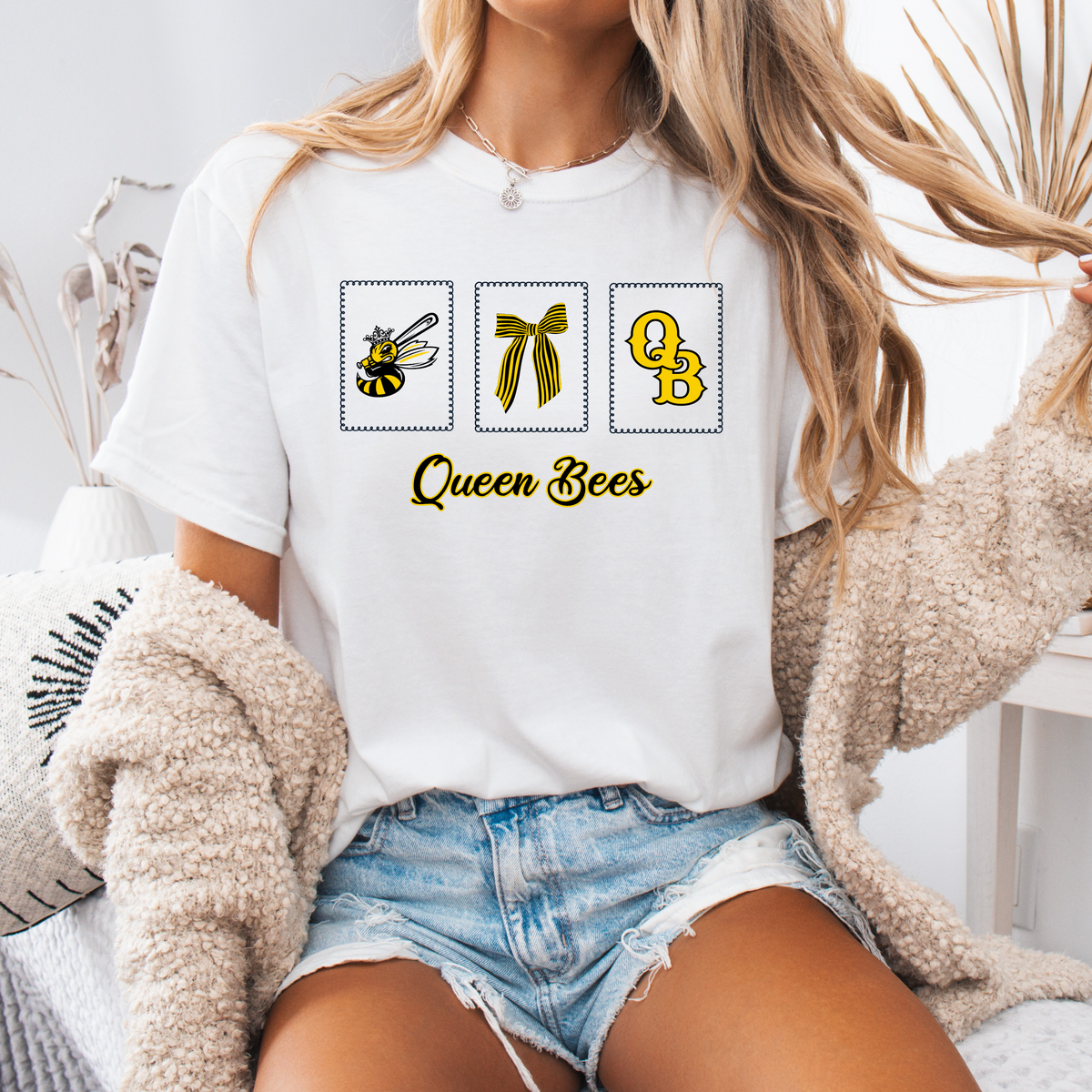 Queen Bees Softball Retro Stamp Tee (multiple colors)