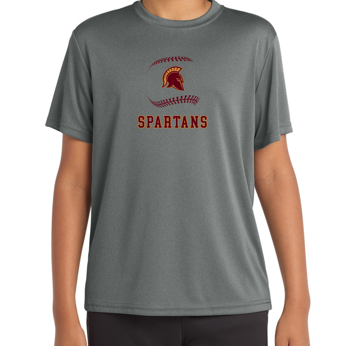 Spartans Logo Baseball Seams Performance Tee