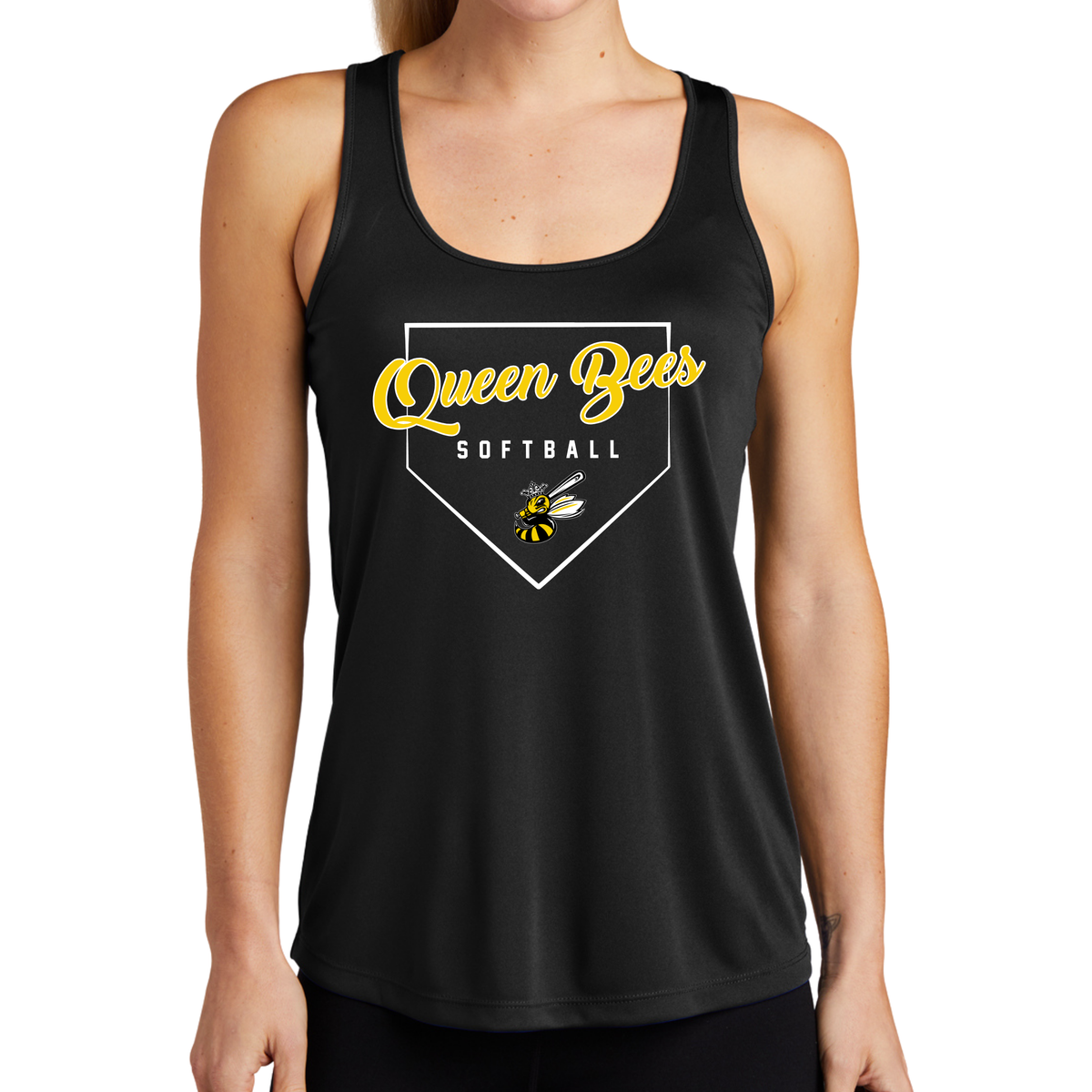 Queen Bees Plate Performance Tank - FRONT ONLY (Multiple Colors)