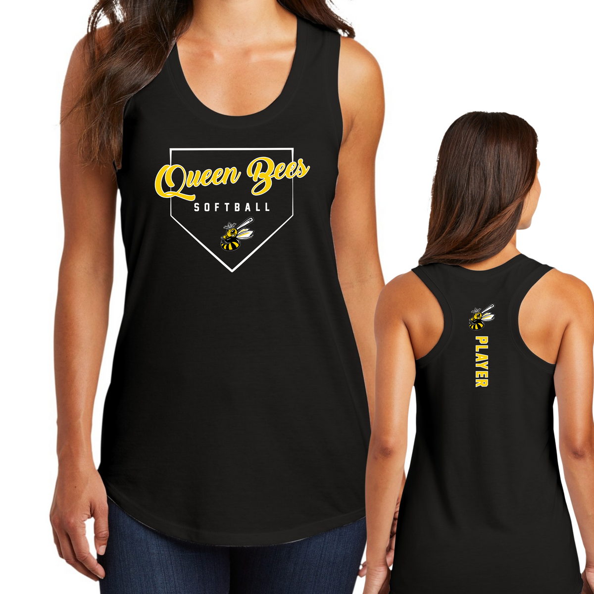 Queen Bees Softball Plate District Tank - PLAYER NAME
