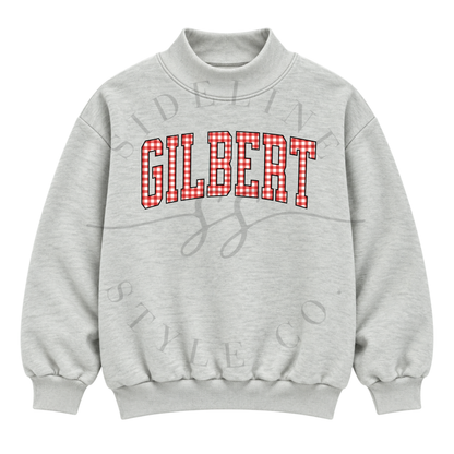 CUSTOM Gingham Name Mock Neck