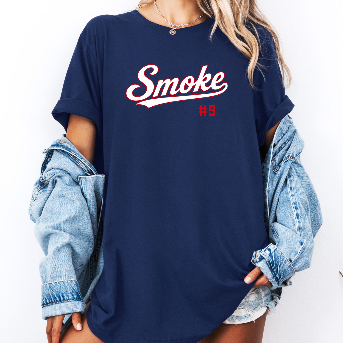Smoke Script Tee with Player Number