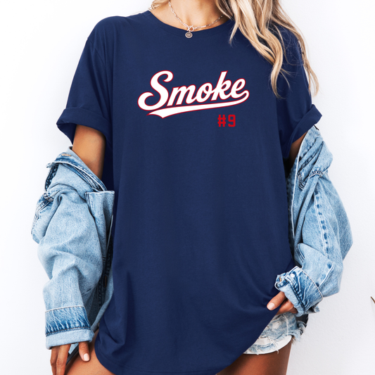 Smoke Script Tee with Player Number