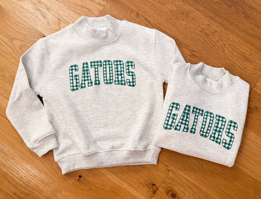 CUSTOM Gingham Name Mock Neck
