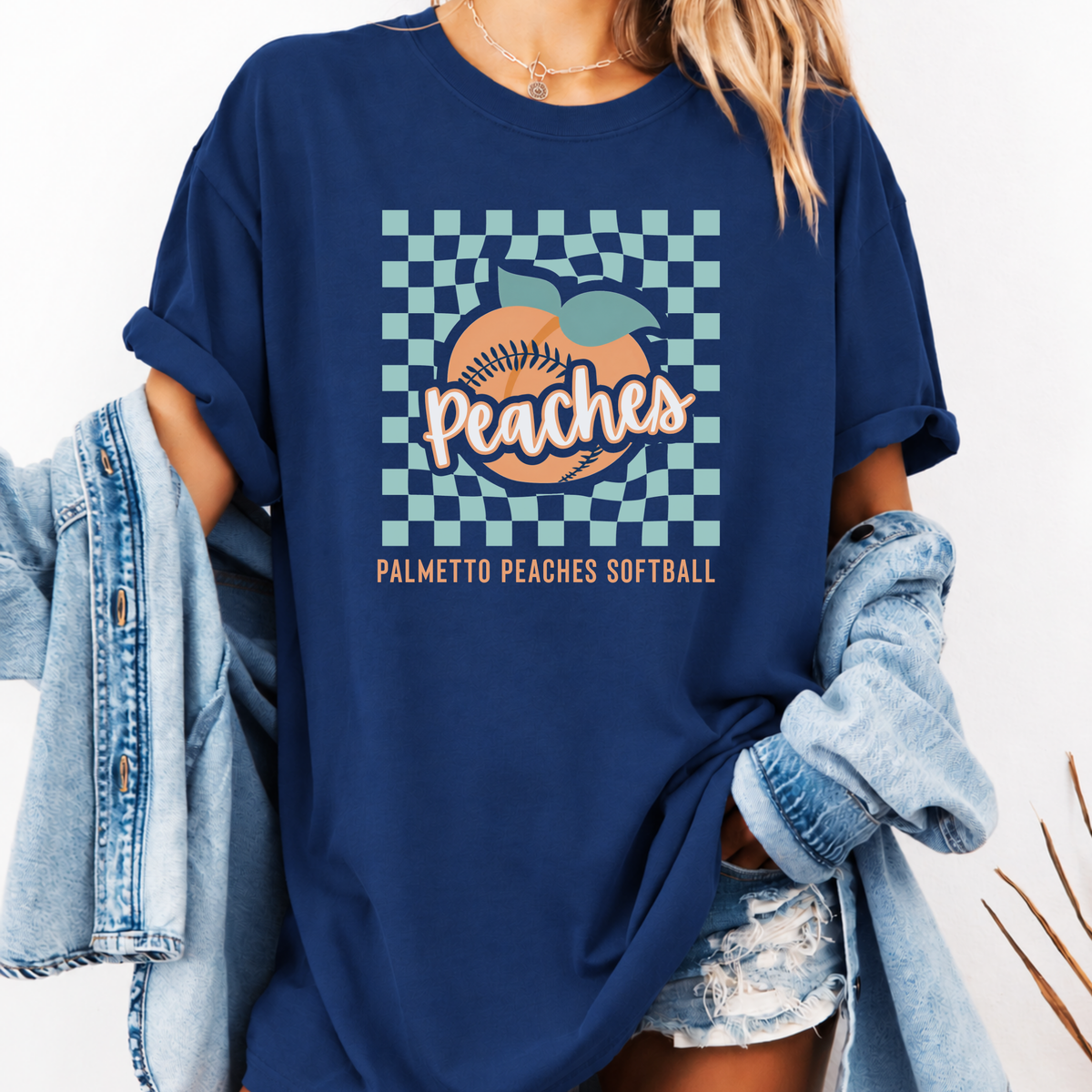 Peaches Checkered Tee