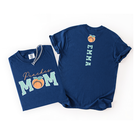 Peaches Mom Tee w/ Player Name (Multiple Colors)