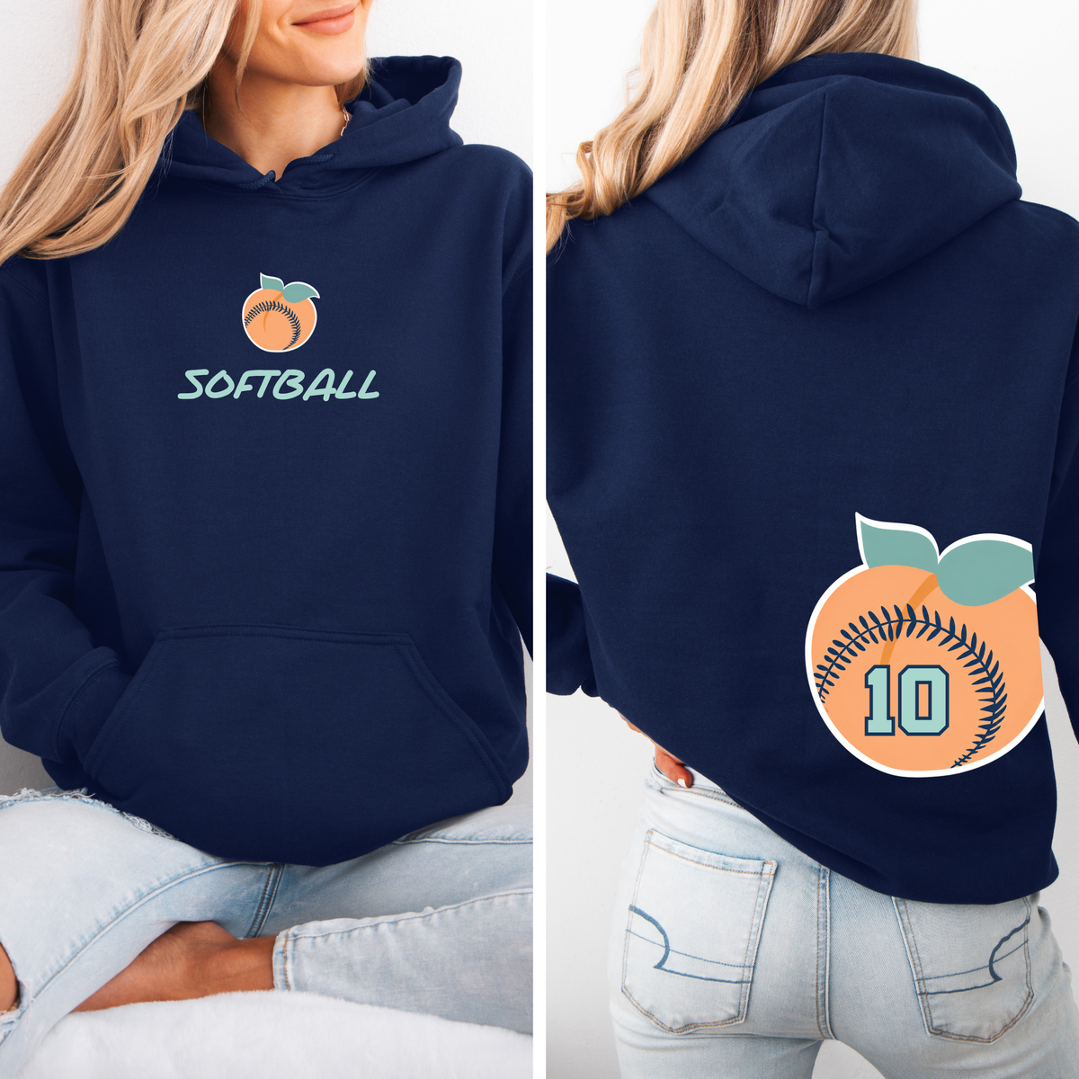 Oversized Peach with Player Number - (Multiple Styles)