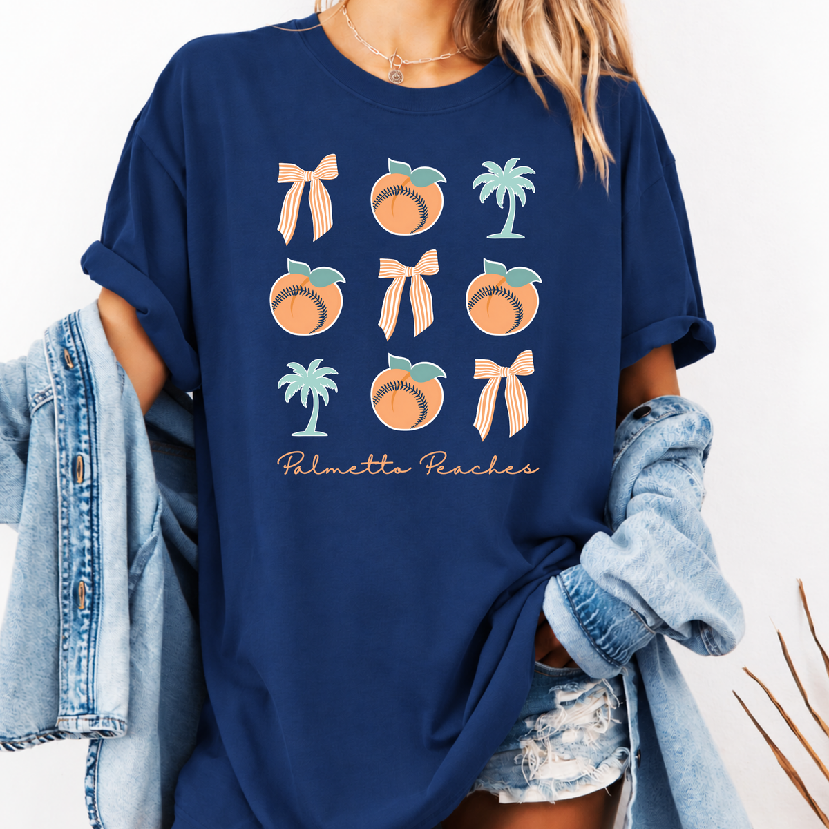 Peaches Softball Bow CC Tee (Multiple Colors)