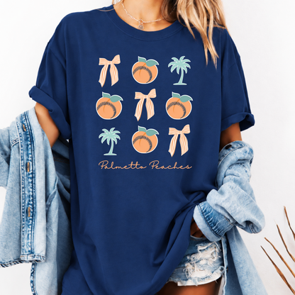 Peaches Softball Bow CC Tee (Multiple Colors)