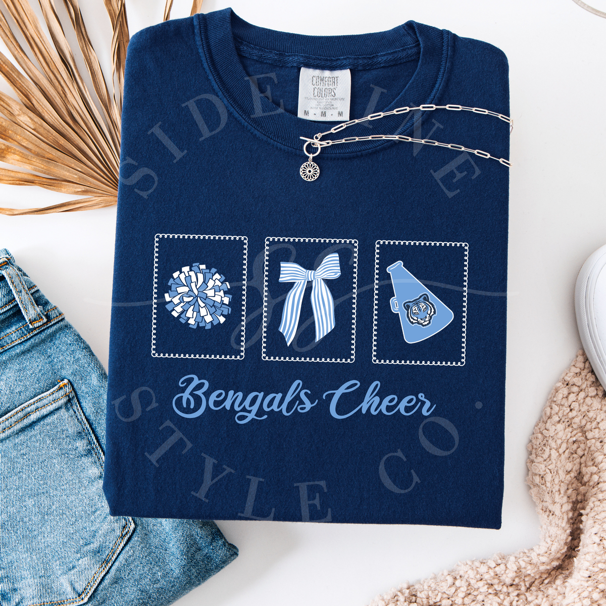Retro Stamp Cheer Comfort Colors Tee - Customizable (youth & adult)