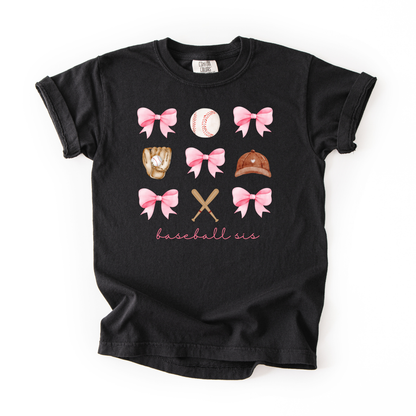 Baseball Sis Bow Tee (Multiple Colors)