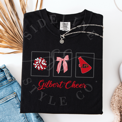 Retro Stamp Cheer Comfort Colors Tee - Customizable (youth & adult)