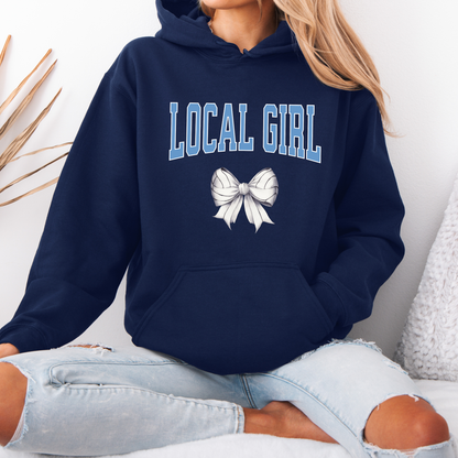 Local Girl Volleyball Block Font & Bow Sweatshirt (Multiple Styles & Colors)
