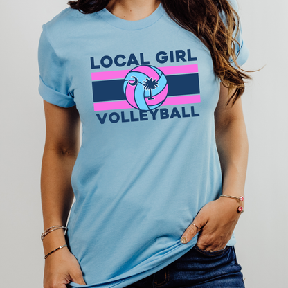 Local Girl Volleyball Colorblock Bella Canvas Tee (Multiple Colors)