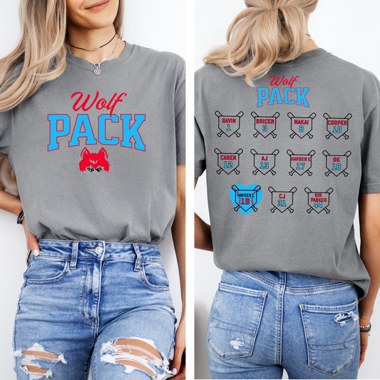 Wolfpack Heart Roster Comfort Colors Tee (Multiple Colors)