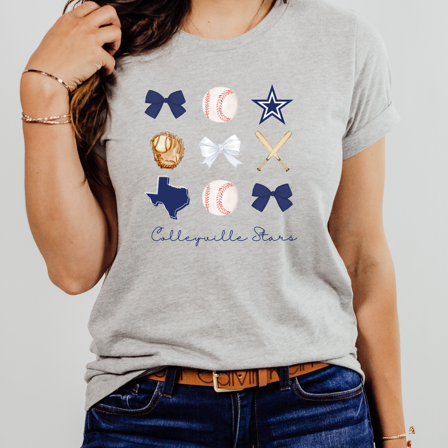 Colleyville Stars Baseball Bow Tee