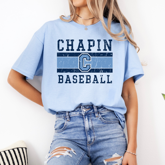 Chapin Baseball Distressed Block 'C' Tee - Comfort Colors (Multiple Colors)