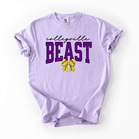 Beast Softball Bow Comfort Colors Tee