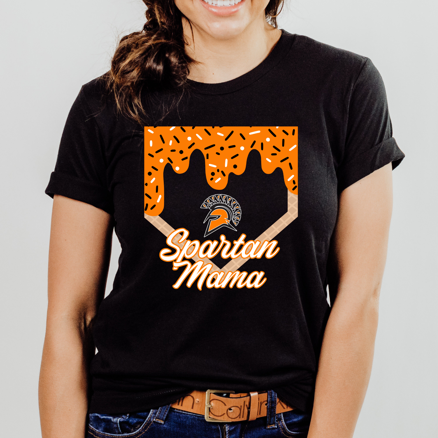 Custom Spartan Mama Ice Cream Drip Tee