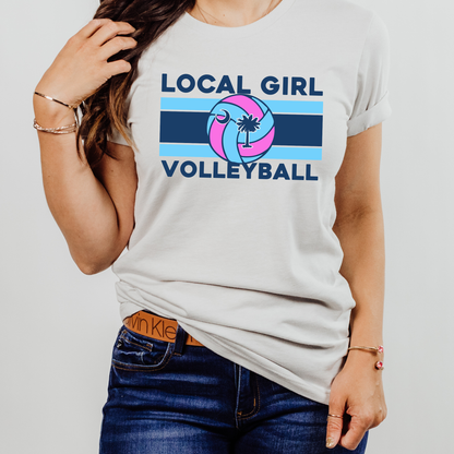 Local Girl Volleyball Colorblock Bella Canvas Tee (Multiple Colors)