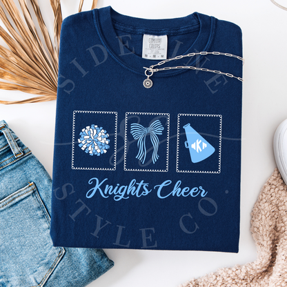 Retro Stamp Cheer Comfort Colors Tee - Customizable (youth & adult)