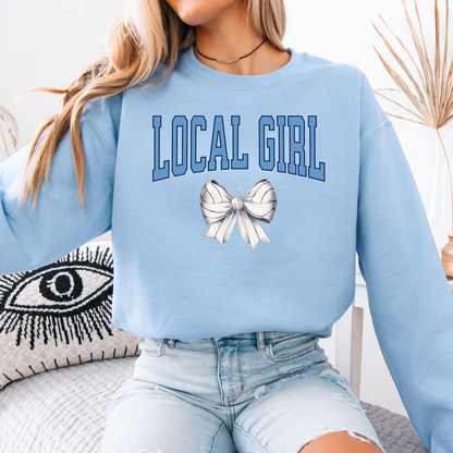 Local Girl Volleyball Block Font & Bow Sweatshirt (Multiple Styles & Colors)