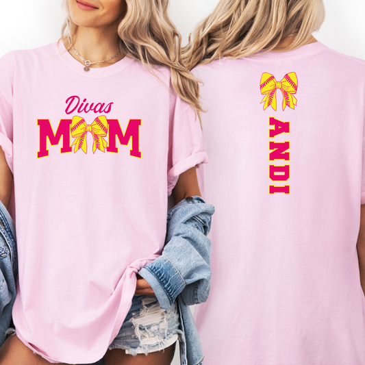 Colleyville Divas Mom Tee with Bow (Multiple Colors)